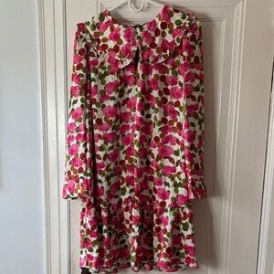 EUC Who What Wear Pink and Brown Floral Dress Sz L